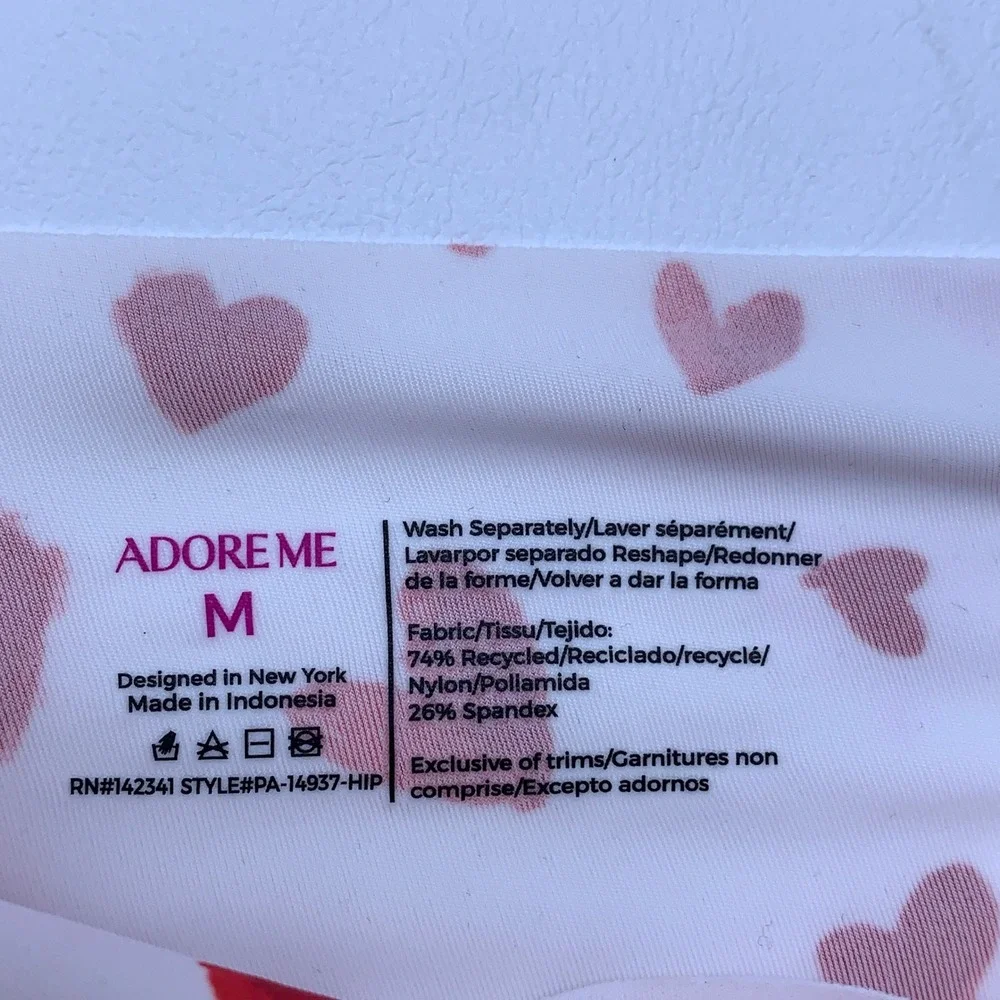 Adore Me Womens Medium Pink Red Heart Print Seamless Hipster Panty NWT